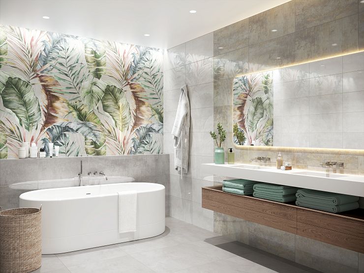 Global Tile, Керамика, 30x60, Глянцевая, Бетон, Ботаника Infinium